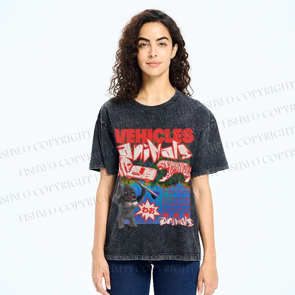 Unisex Vintage Poster Printed Washed Tee