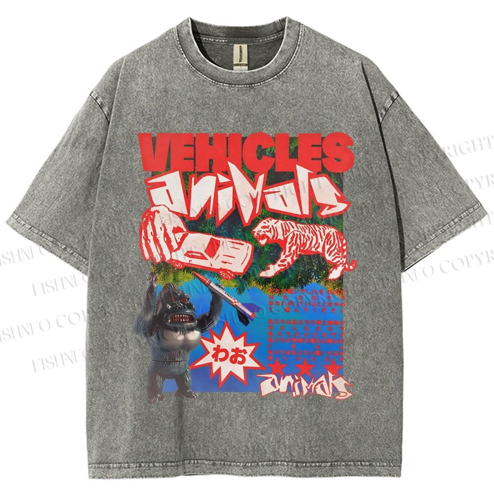 Unisex Vintage Poster Printed Washed Tee