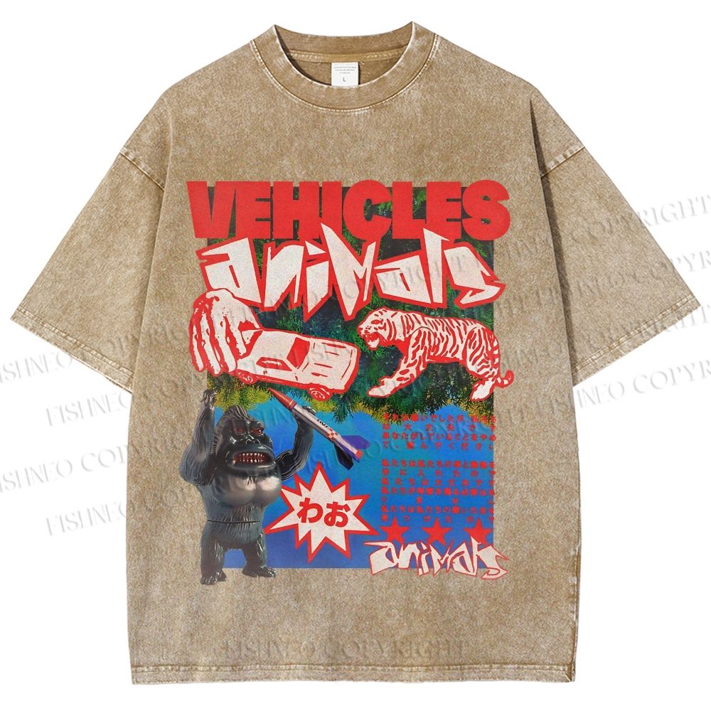Unisex Vintage Poster Printed Washed Tee