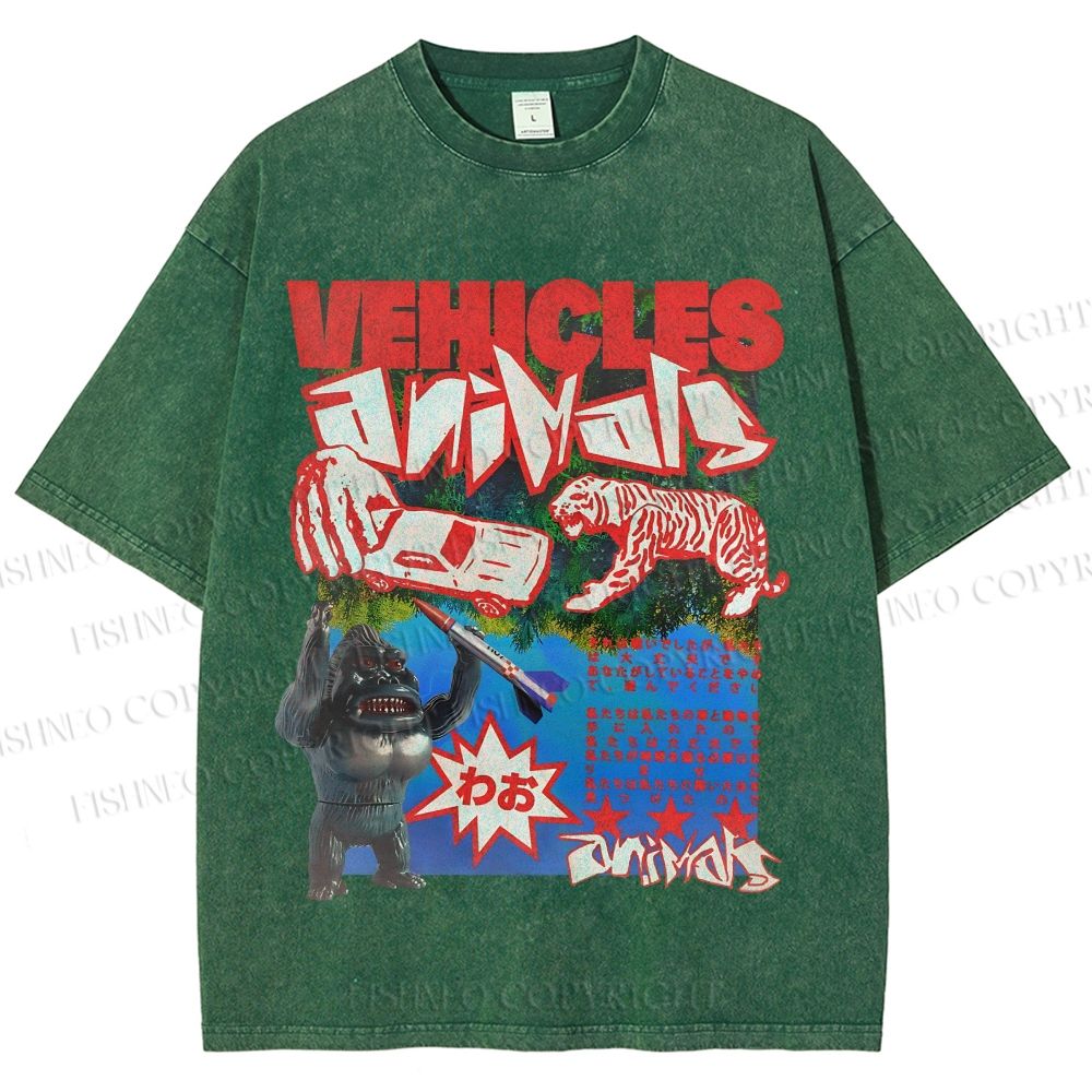 Unisex Vintage Poster Printed Washed Tee
