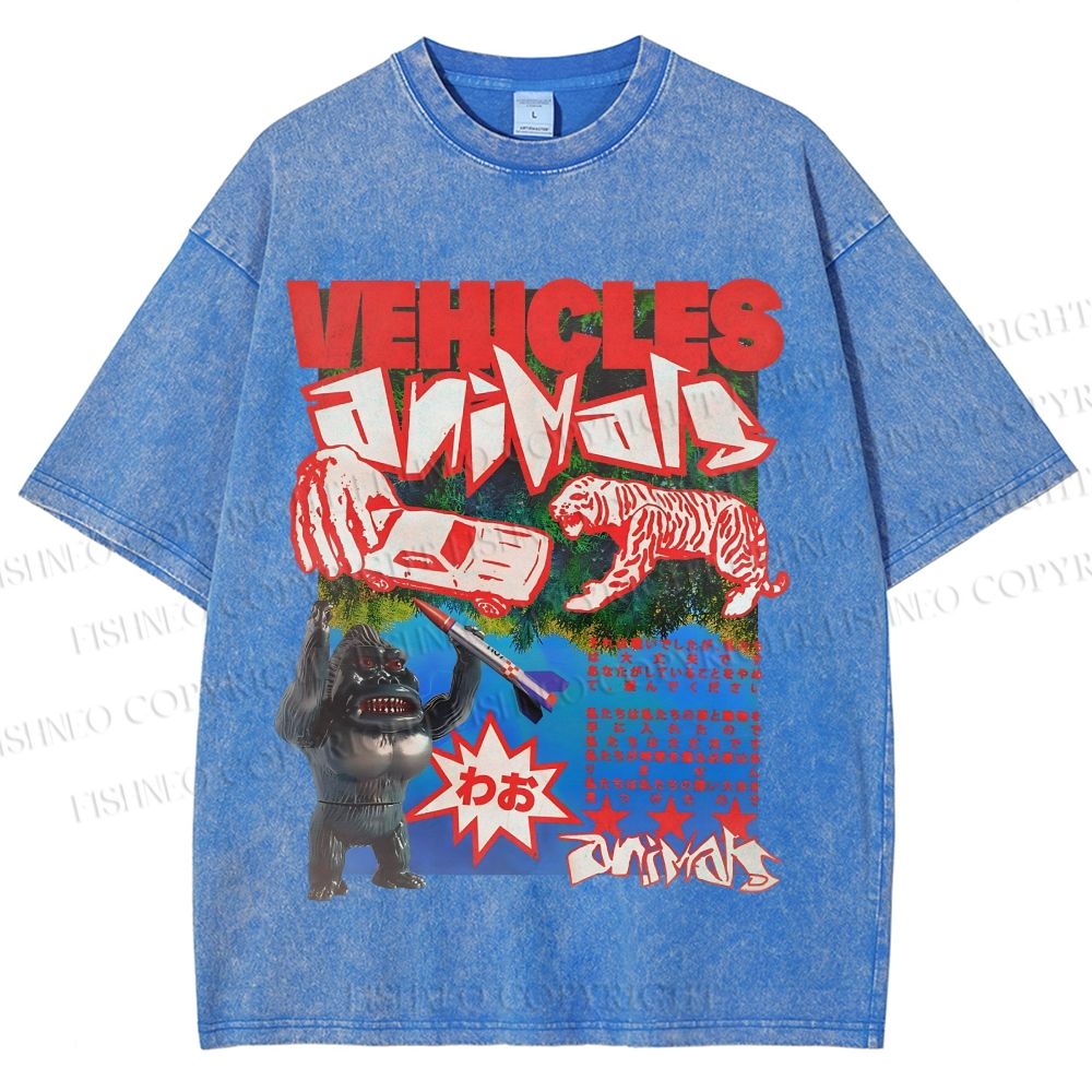 Unisex Vintage Poster Printed Washed Tee