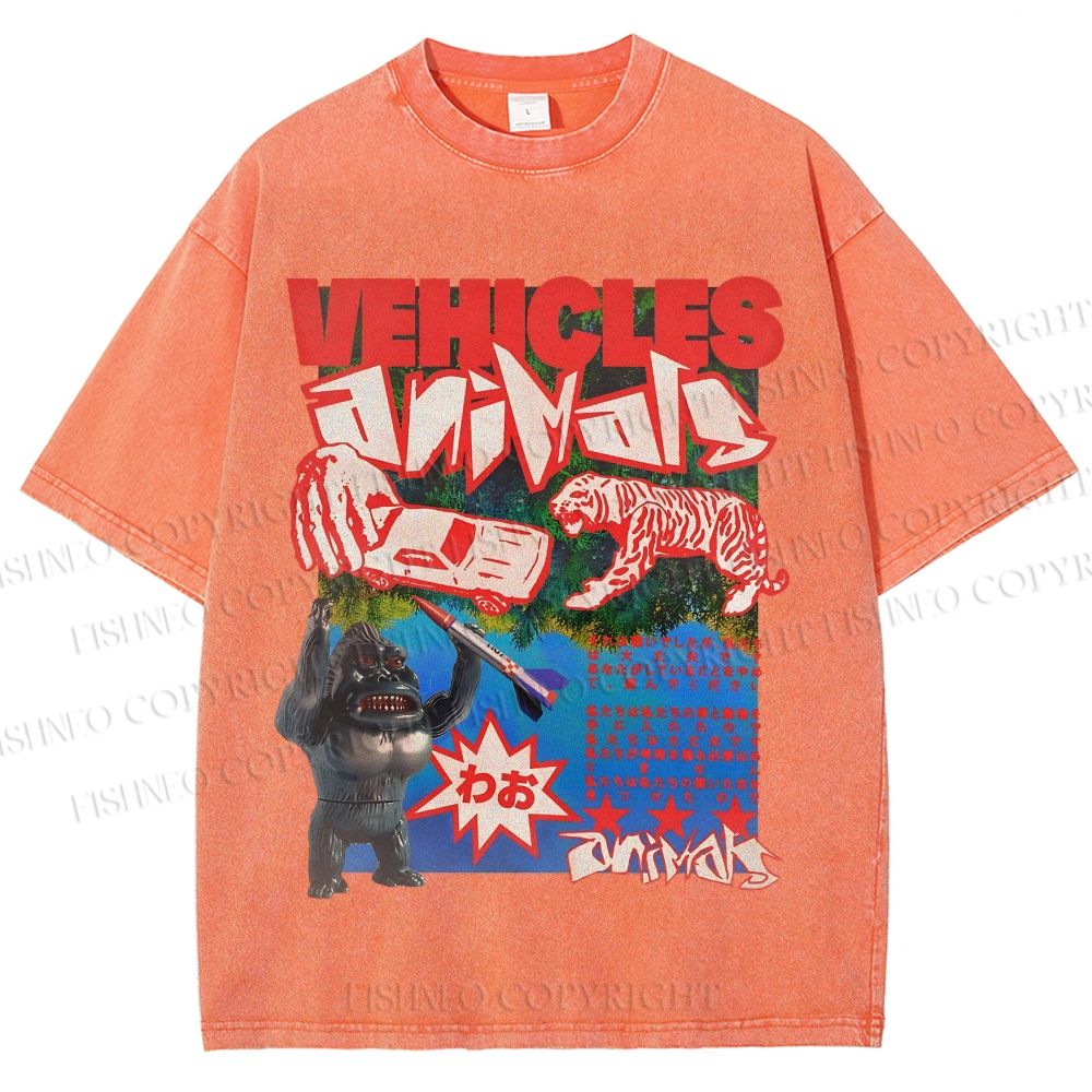 Unisex Vintage Poster Printed Washed Tee