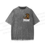 Unisex Japanese Tiger Printed Washed Tee