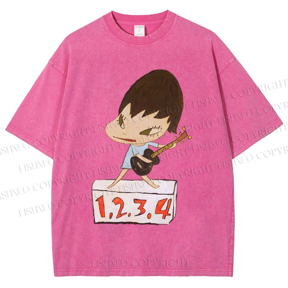 Unisex Yoshitomo Nara Singing Printed Washed Tee