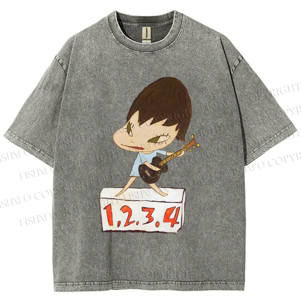 Unisex Yoshitomo Nara Singing Printed Washed Tee