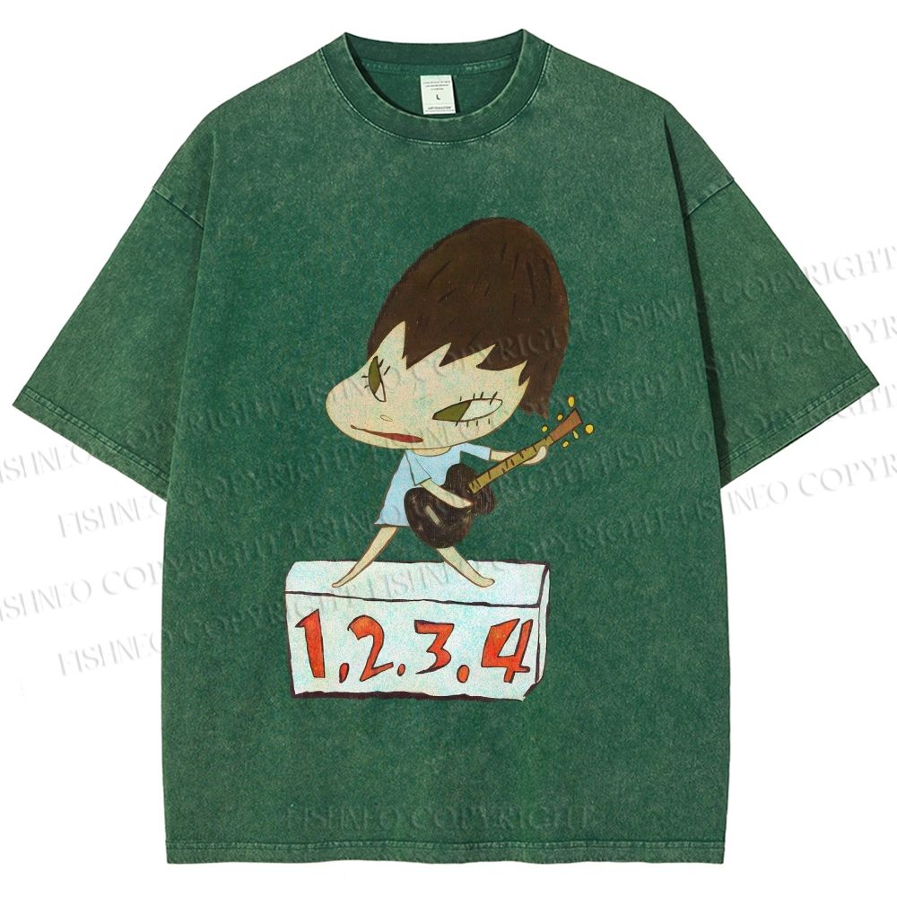 Unisex Yoshitomo Nara Singing Printed Washed Tee