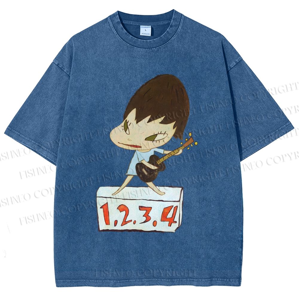 Unisex Yoshitomo Nara Singing Printed Washed Tee
