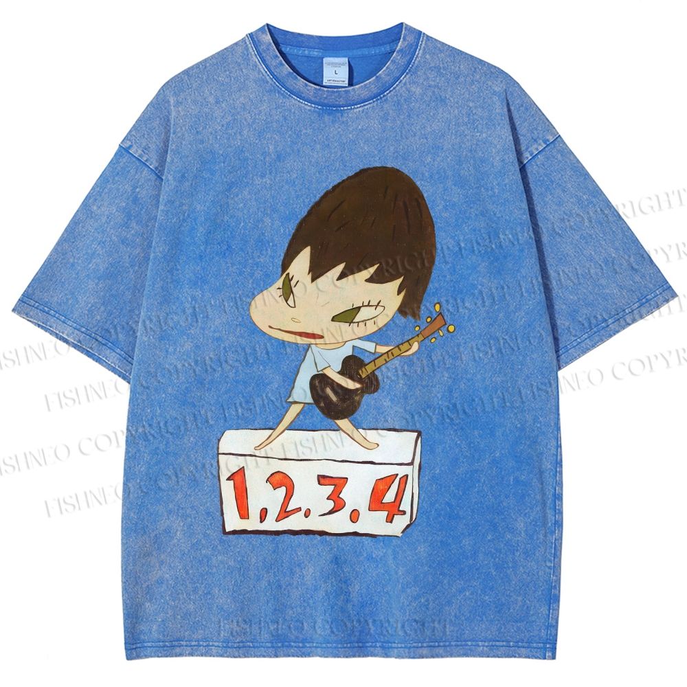 Unisex Yoshitomo Nara Singing Printed Washed Tee