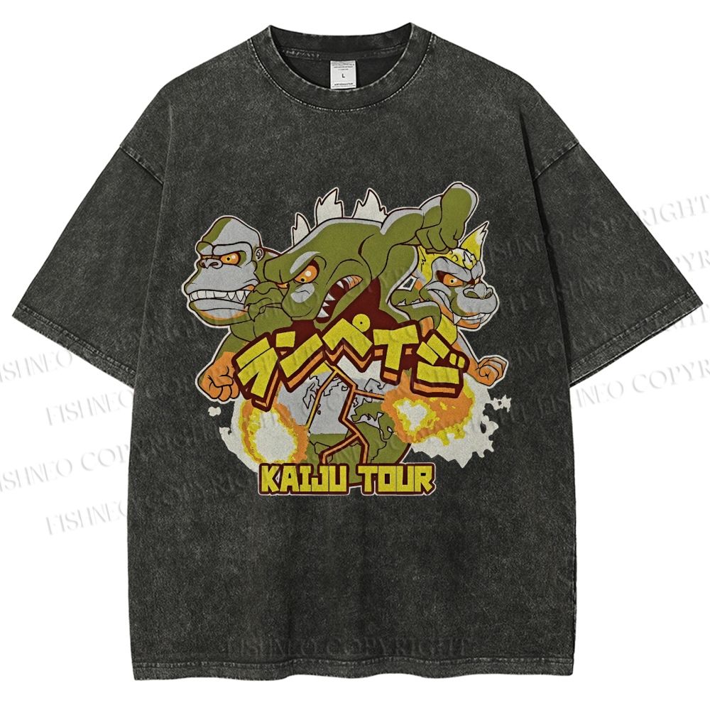 Unisex Kaiju Tour Printed Washed Tee