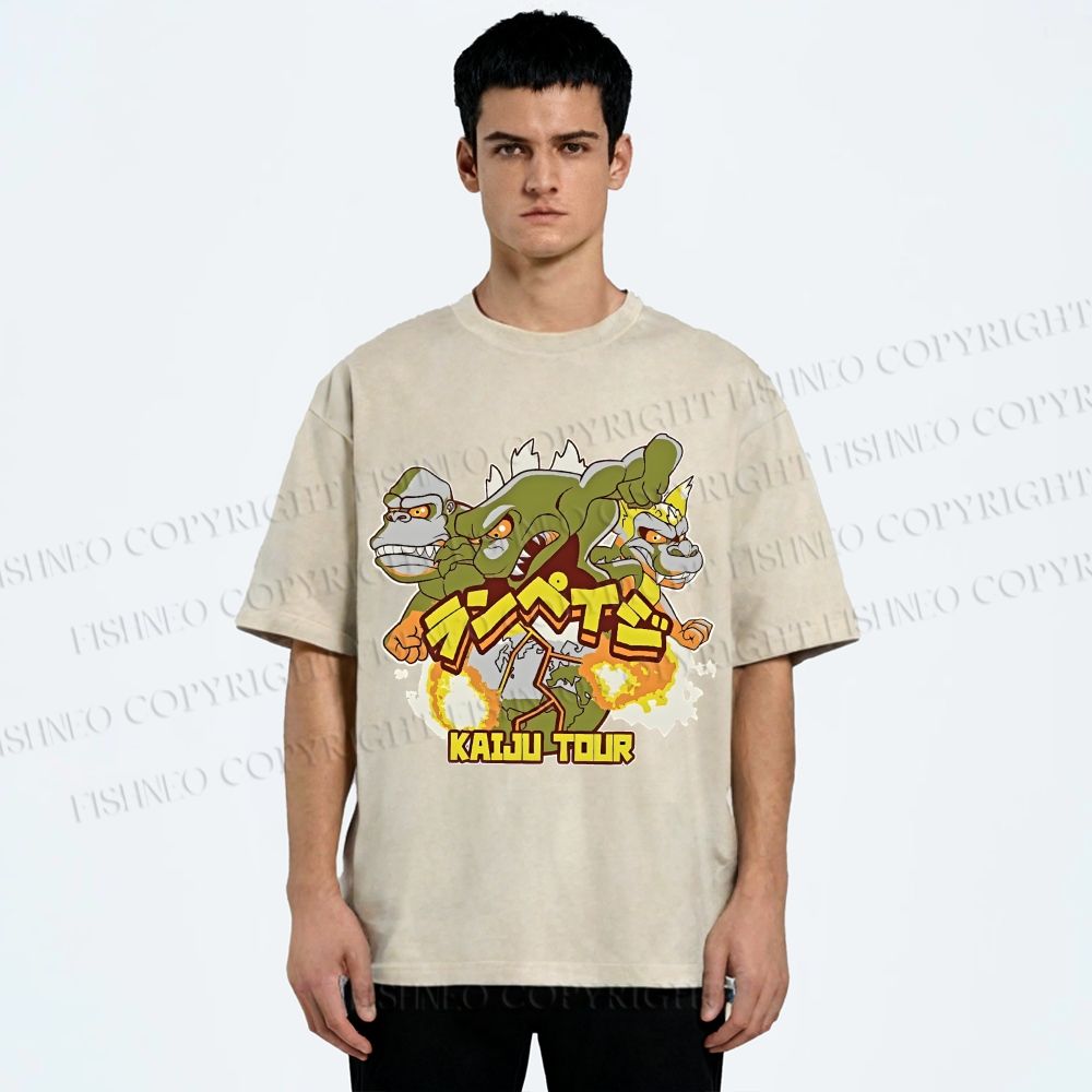 Unisex Kaiju Tour Printed Washed Tee