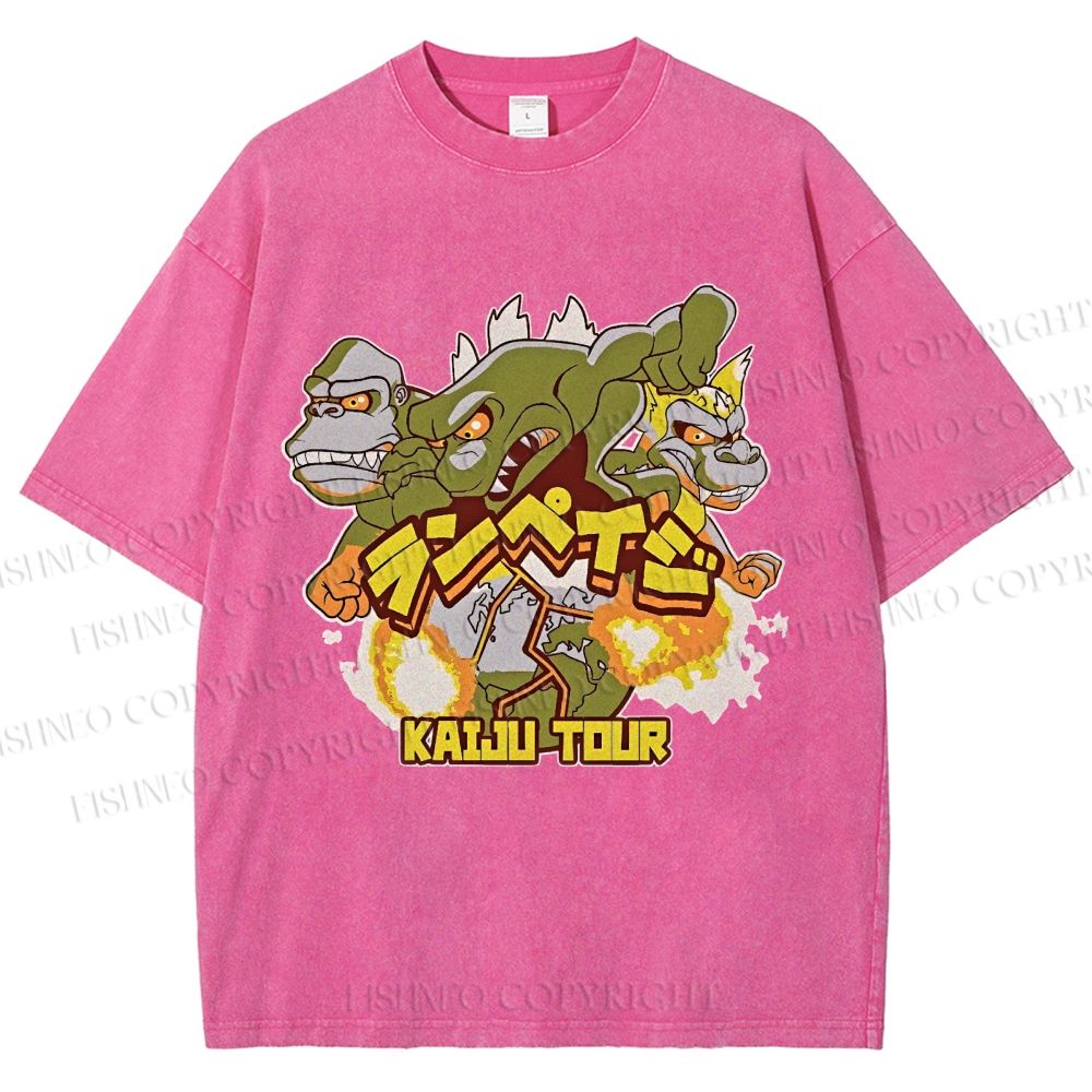 Unisex Kaiju Tour Printed Washed Tee