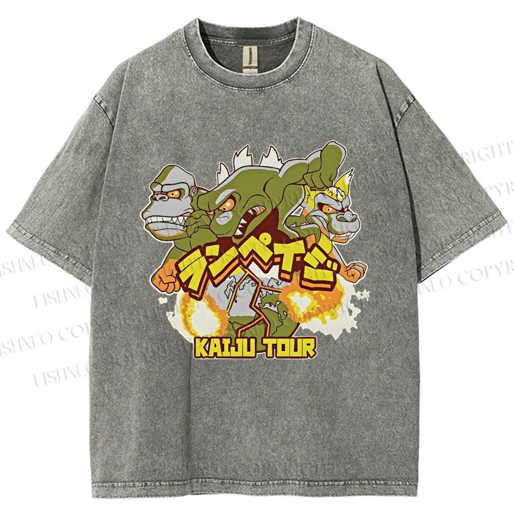 Unisex Kaiju Tour Printed Washed Tee