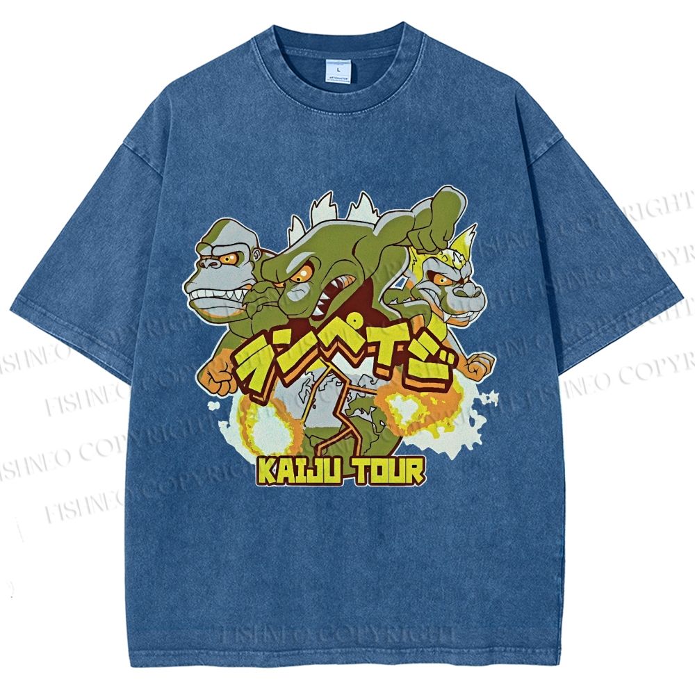 Unisex Kaiju Tour Printed Washed Tee
