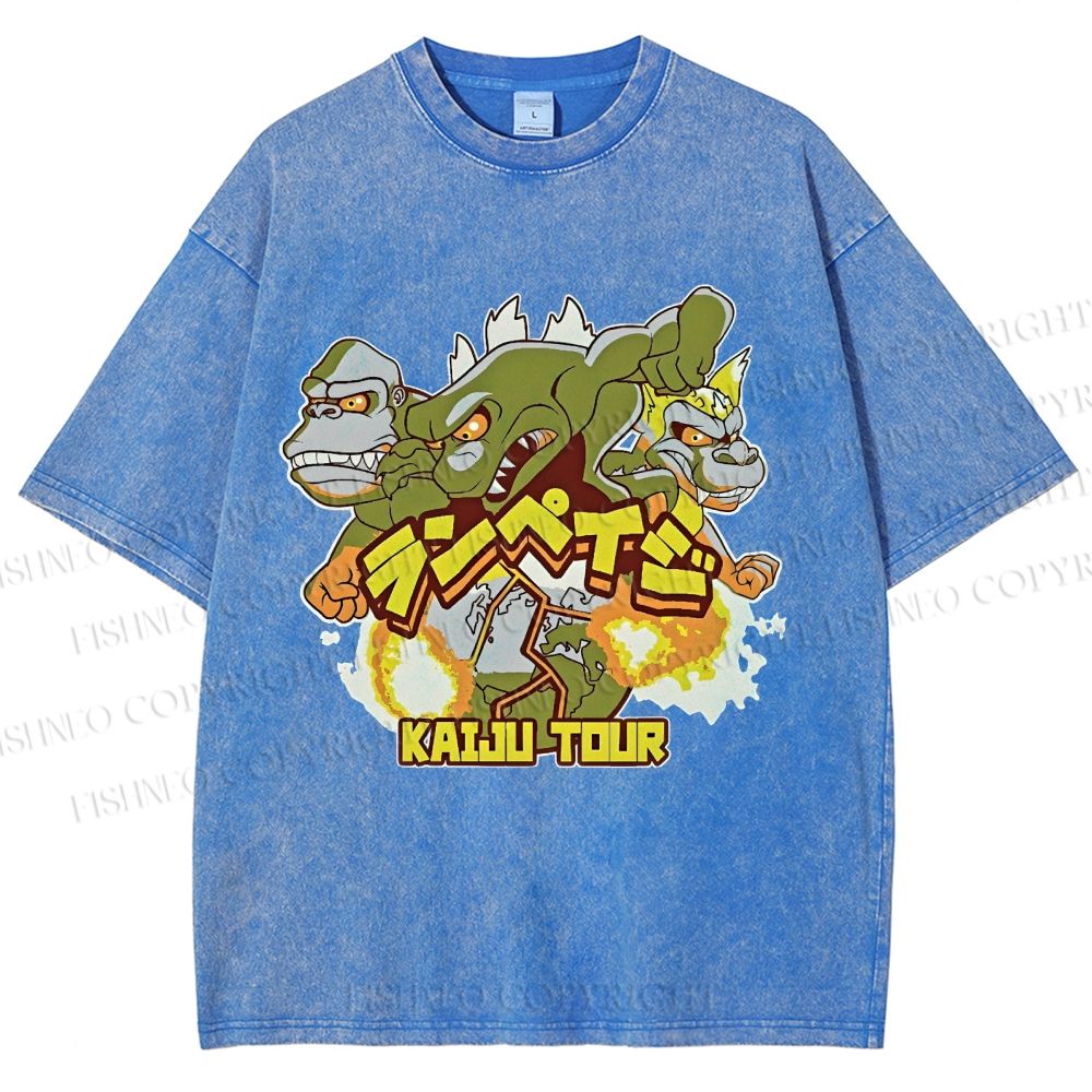 Unisex Kaiju Tour Printed Washed Tee