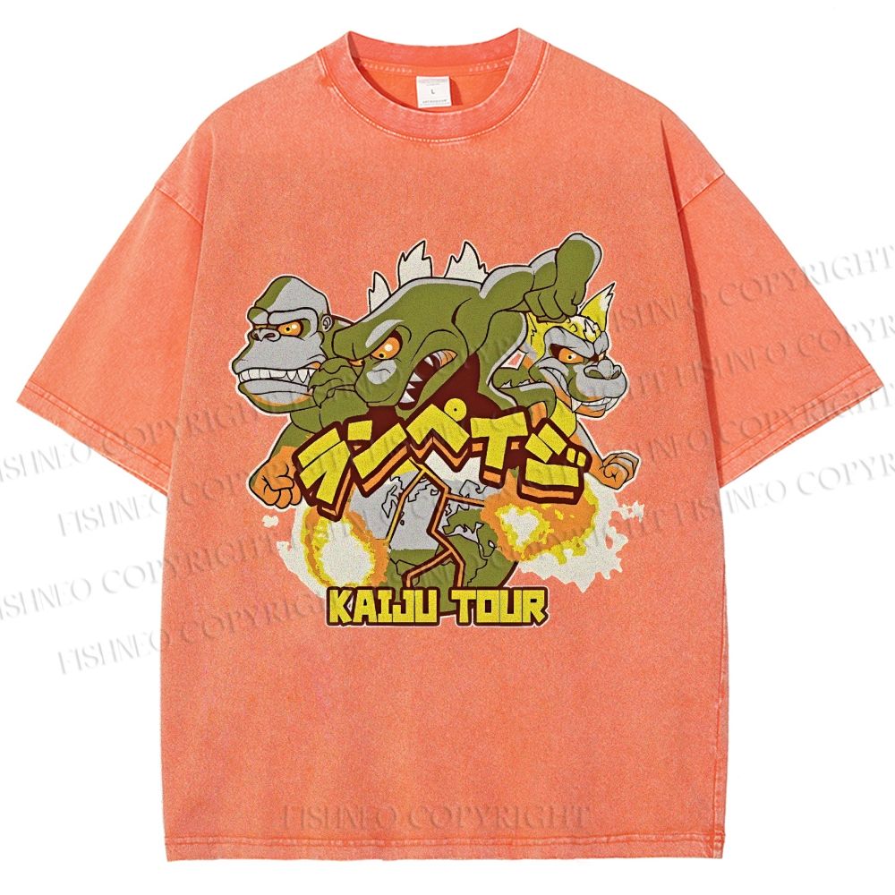Unisex Kaiju Tour Printed Washed Tee