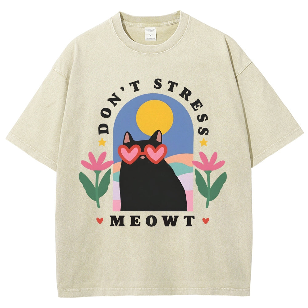 Don't Stress Cat  Washed T-Shirt