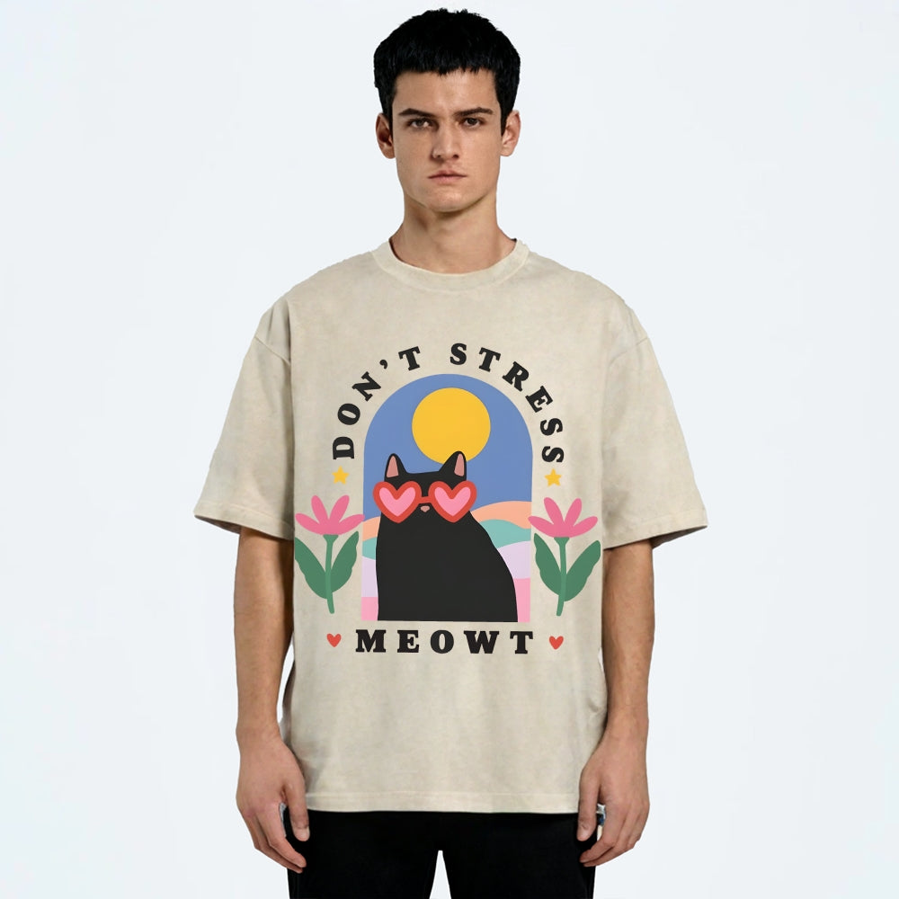 Don't Stress Cat  Washed T-Shirt