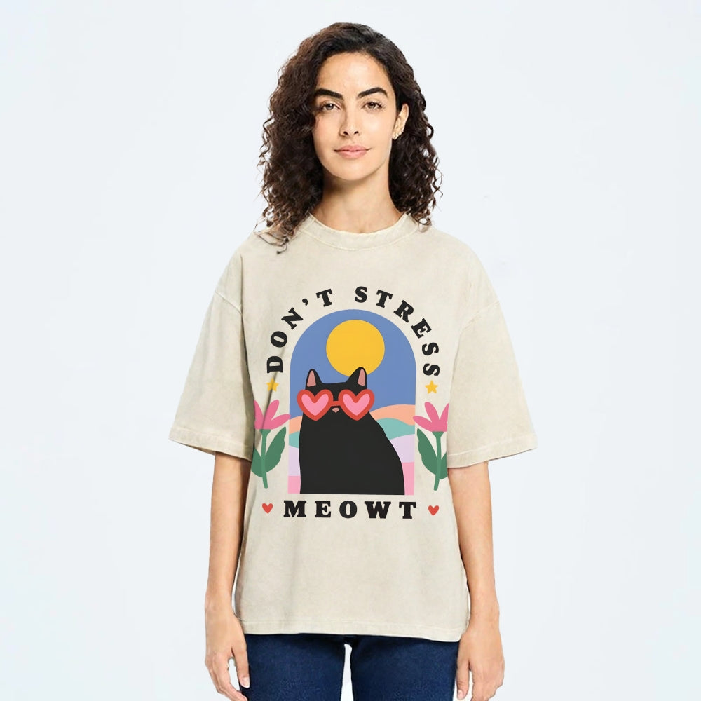 Don't Stress Cat  Washed T-Shirt