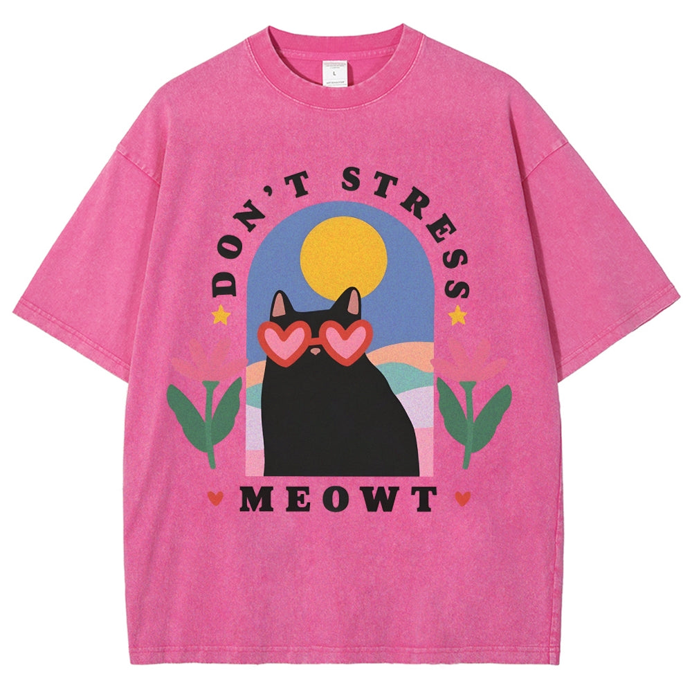Don't Stress Cat  Washed T-Shirt