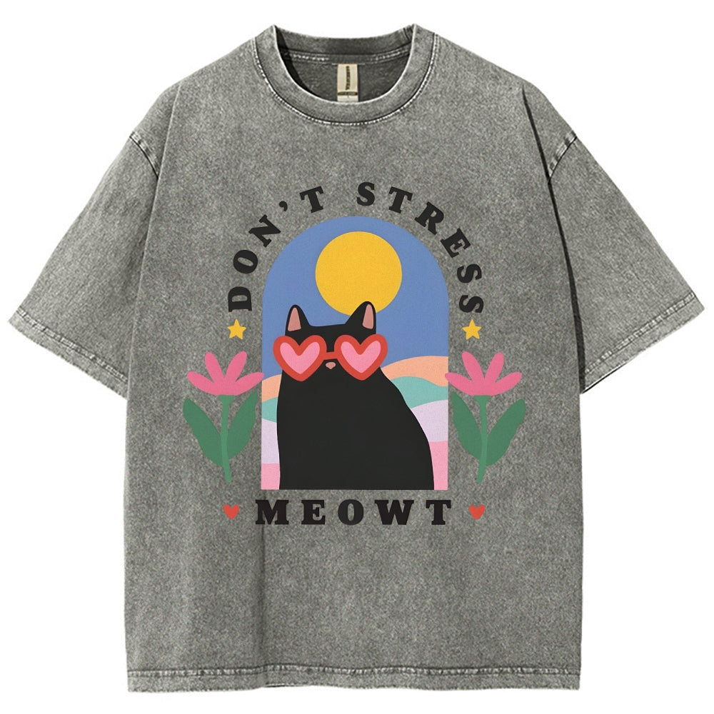 Don't Stress Cat  Washed T-Shirt