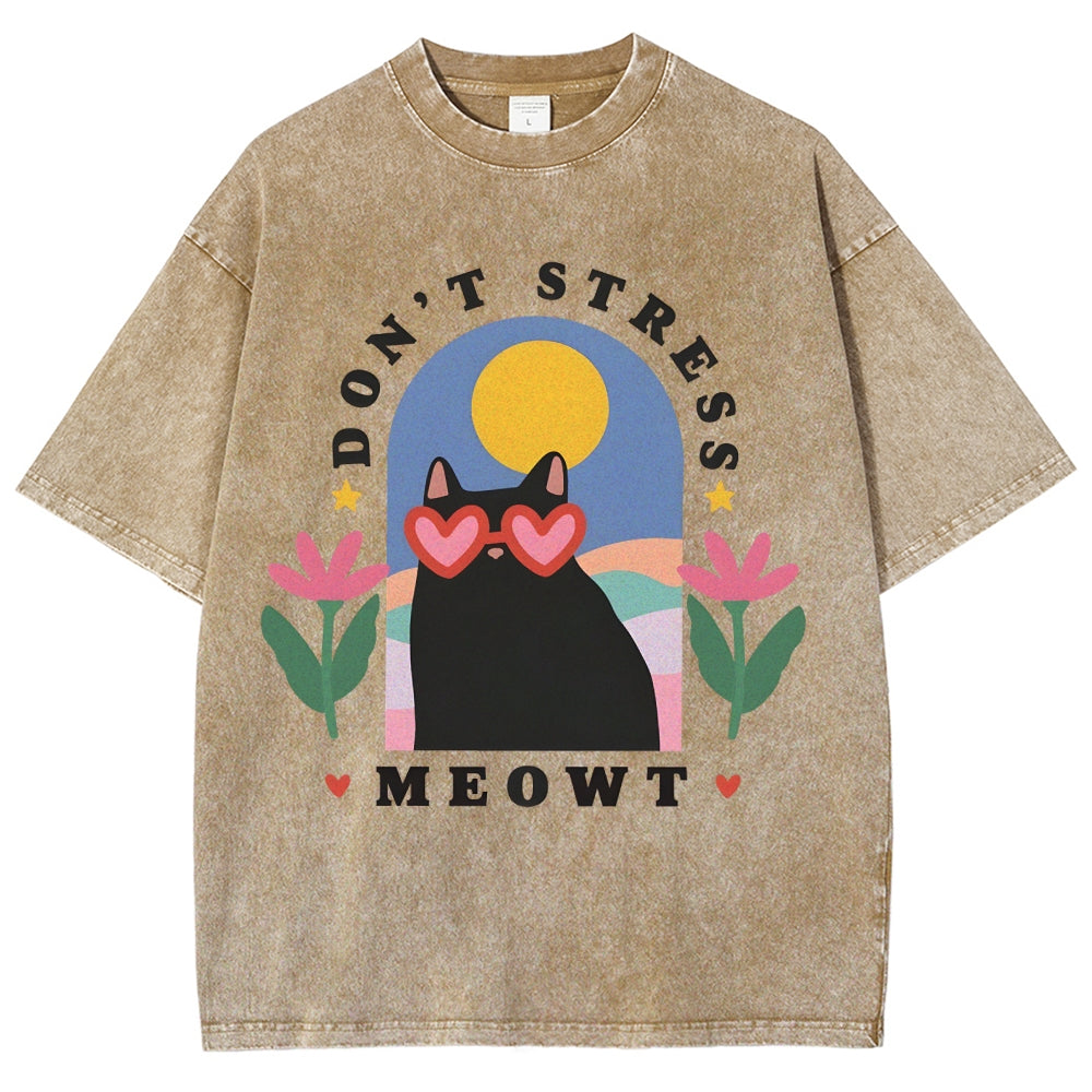 Don't Stress Cat  Washed T-Shirt