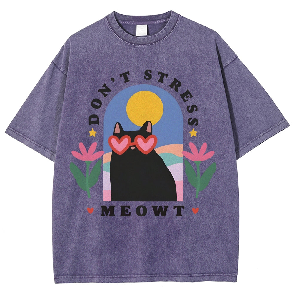 Don't Stress Cat  Washed T-Shirt