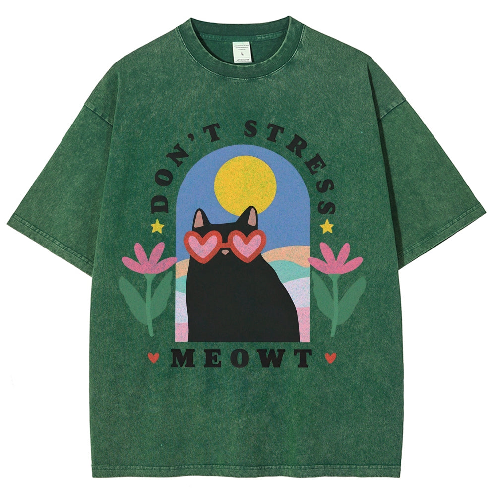 Don't Stress Cat  Washed T-Shirt