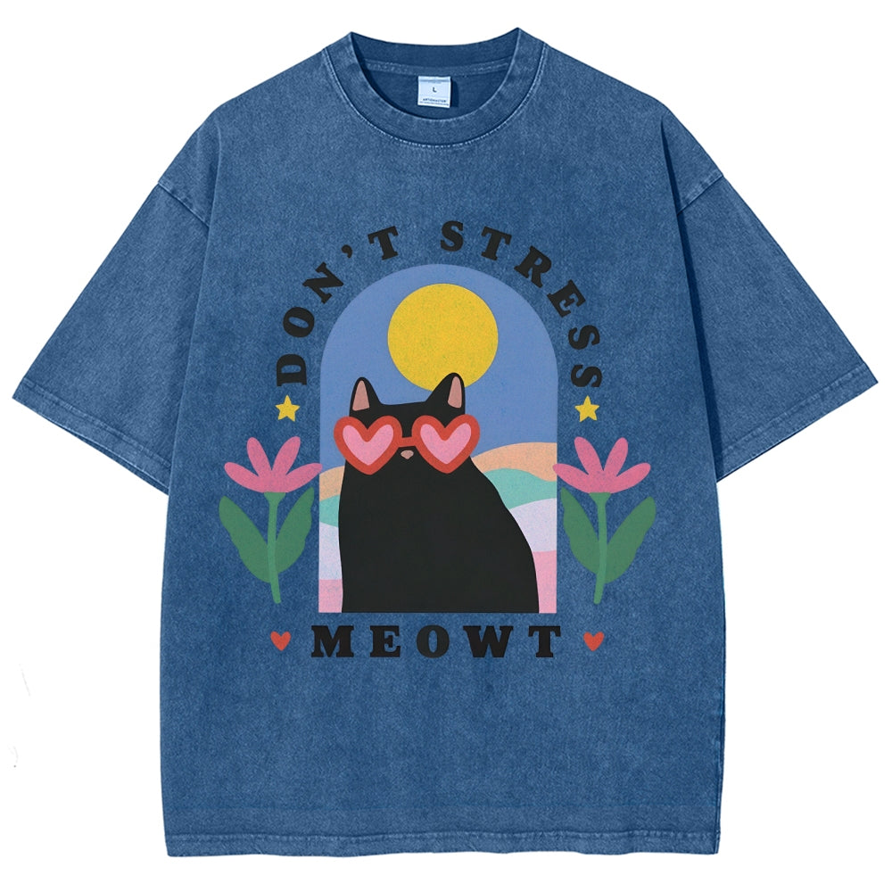 Don't Stress Cat  Washed T-Shirt