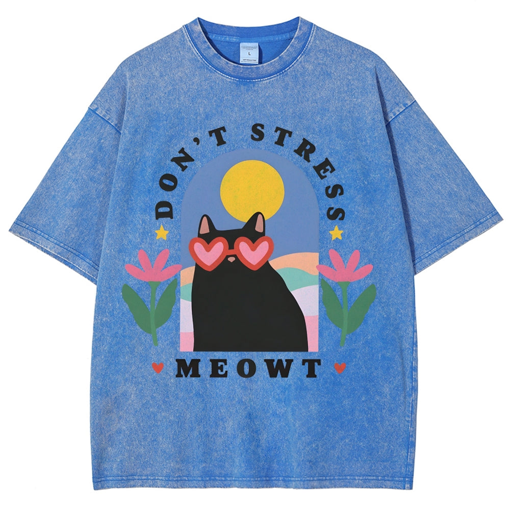 Don't Stress Cat  Washed T-Shirt