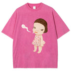 Smoking Girl Washed T-Shirt