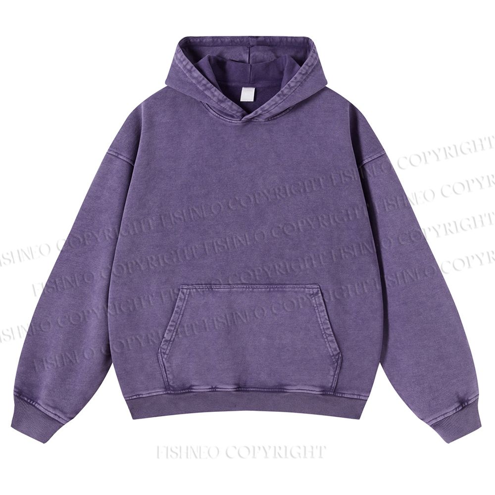 Vintage Black Cat Totem Casual Washed Hoodie