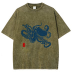 Octopus Vintage Wash Japanese Design T-Shirt