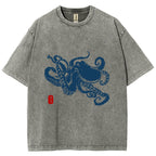 Octopus Vintage Wash Japanese Design T-Shirt