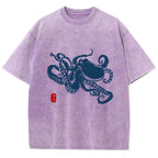 Octopus Vintage Wash Japanese Design T-Shirt