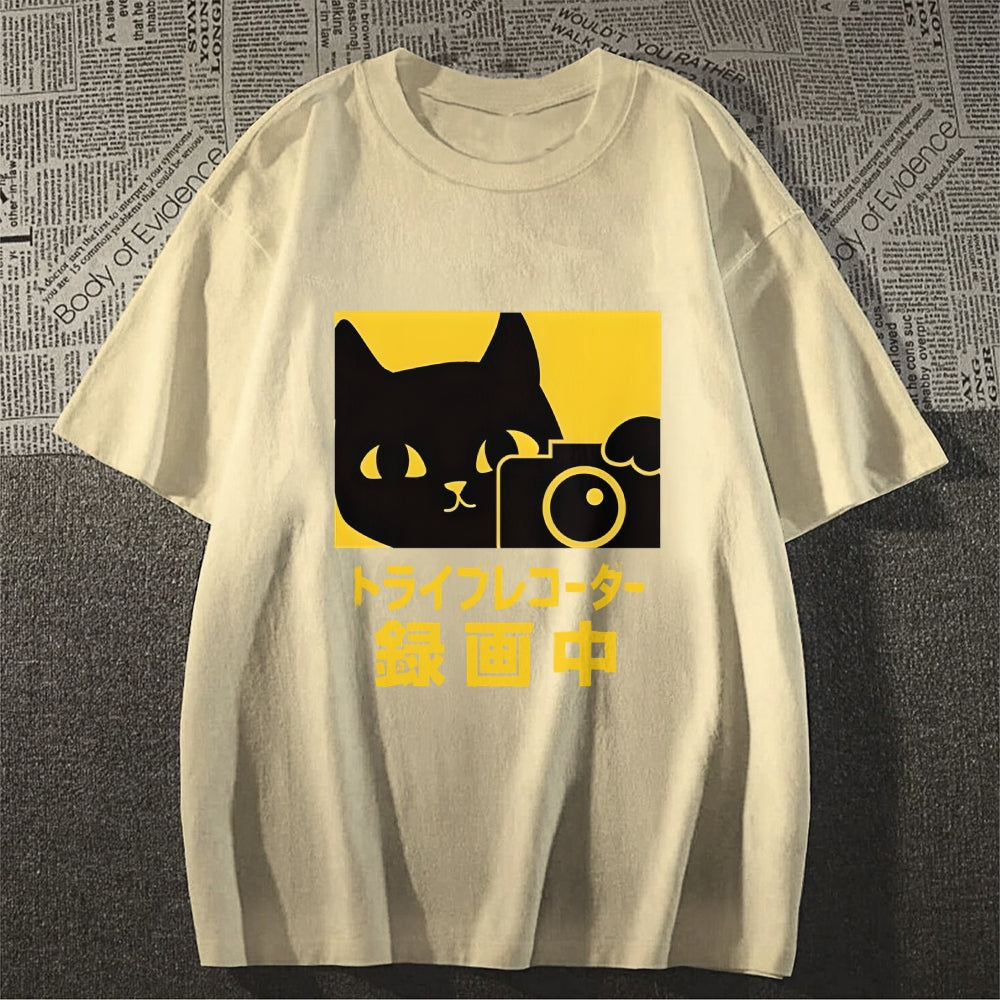 Cat Camera Japanese Style Classic Tee