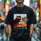 Black Cat Sunflower Japanese Style Classic Tee