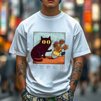 Black Cat Sunflower Japanese Style Classic Tee