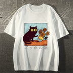 Black Cat Sunflower Japanese Style Classic Tee