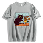 Black Cat Sunflower Japanese Style Classic Tee