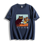 Black Cat Sunflower Japanese Style Classic Tee