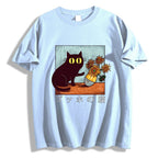 Black Cat Sunflower Japanese Style Classic Tee