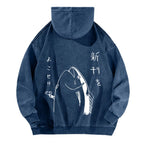 Fish Vintage Washed Cotton Back Art Hoodie