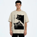 The Cat is Watching Today Washed T-Shirt