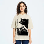 The Cat is Watching Today Washed T-Shirt