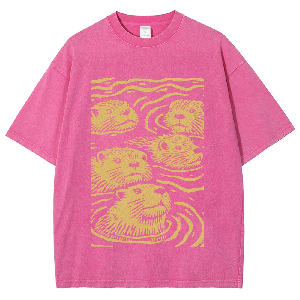Woodcut Otter Washed T-Shirt
