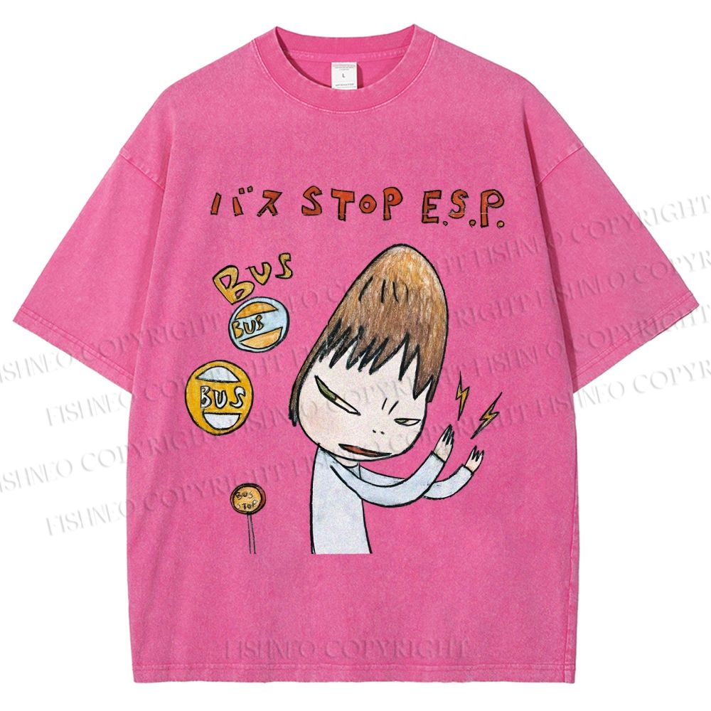 Unisex Bus Stop Yoshitomo Nara Printed Washed Tee