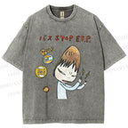 Unisex Bus Stop Yoshitomo Nara Printed Washed Tee