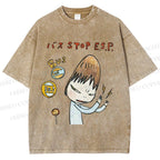 Unisex Bus Stop Yoshitomo Nara Printed Washed Tee