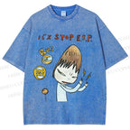 Unisex Bus Stop Yoshitomo Nara Printed Washed Tee