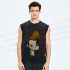 Unisex Yoshitomo Nara Will Rock You Printed Washed Tank Top